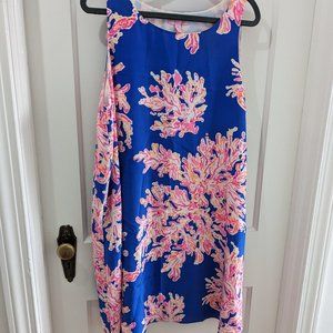 Lilly Pulitzer Silk Jackie Blue Coral Print Sleeveless Shift Dress